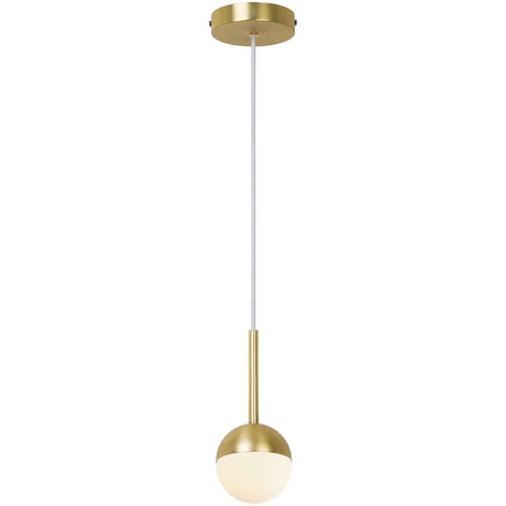 Pendelleuchte Contina mit opalweißer Glaskugel und goldfarbenem Rahmen, stilvolles Design für jeden Raum.