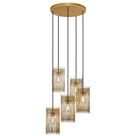 Pendelleuchte Elvis 5-flammig mit goldenen Leuchten und elegantem Design, ideal für stilvolle Innenräume.