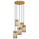 Pendelleuchte Elvis 5-flammig mit goldenen Leuchten und elegantem Design, ideal für stilvolle Innenräume.