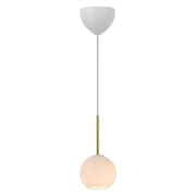 Pendelleuchte Franca 13 mit mundgeblasenem weißem Glas und Messing für elegantes Vintage-Design