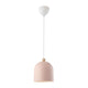 Pendelleuchte Gaston in zartem Rosa mit Holzdetail, ideal für Spiel- oder Kinderzimmer.