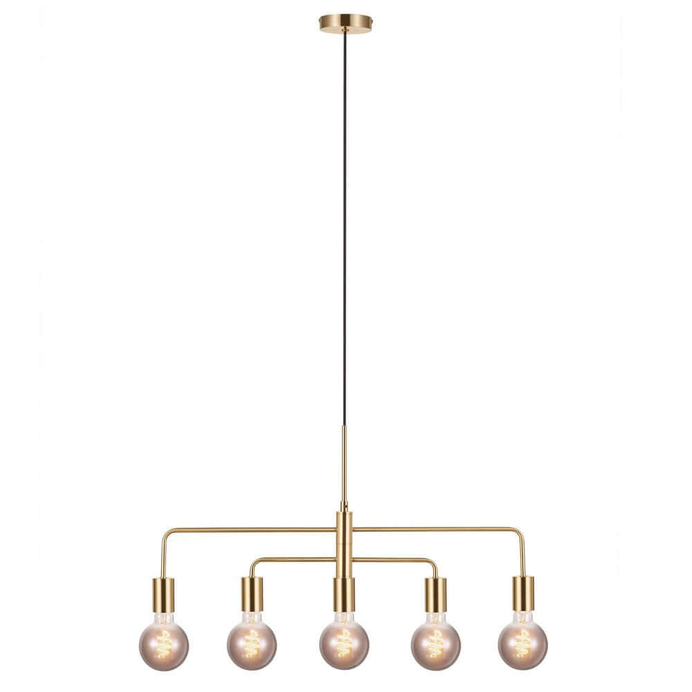 Pendelleuchte Gloom 5-Spot im modernen Design mit Messing und Glas für eleganten Wohnstil.