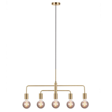 Pendelleuchte Gloom 5-Spot im modernen Design mit Messing und Glas für eleganten Wohnstil.