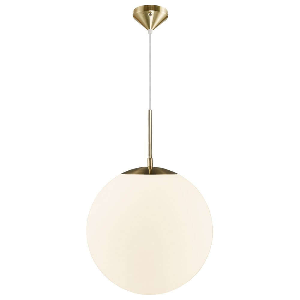 Pendelleuchte Grant 35 mit eleganter Glaskuppel und goldfarbenem Gestell.