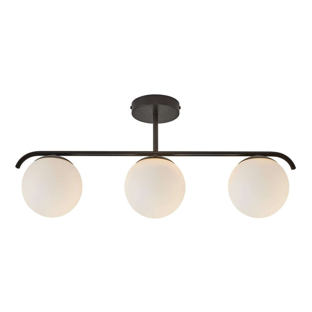 Pendelleuchte Grant 3x15 mit schlichten, eleganten Glaskuppeln und modernem Gestell.