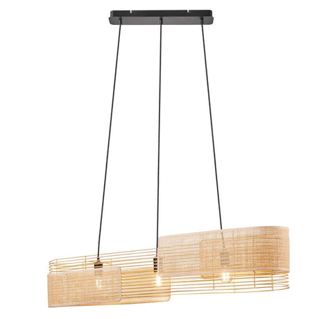 Jaffna pendant light - modern hanging light with elegant design and a natural rattan look.