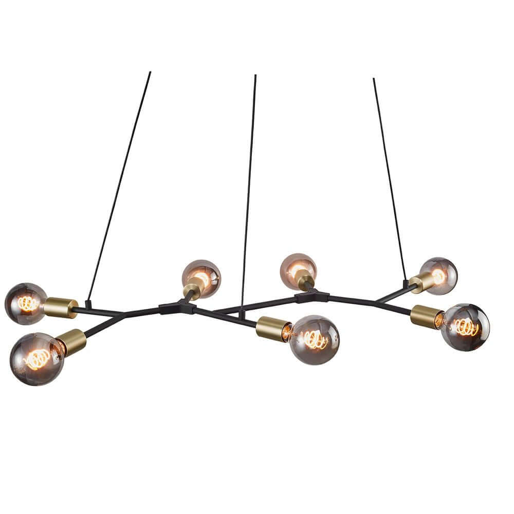 Pendelleuchte Josefine 7-Spot mit industriellem Design und eleganten Messingdetails.