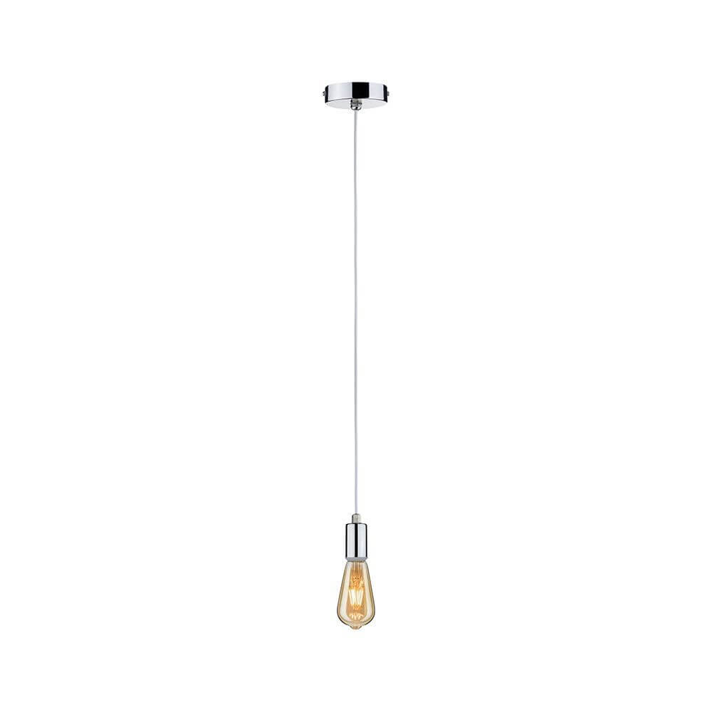 Pendelleuchte Larus Chrom mit E27-Sockel in trendigem Design und IP44-Spritzwasserschutz.