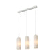 Pendelleuchte Miella 3-Rail mit elegantem Design und geripptem Glas, ideal für Esstische und Kücheninseln.