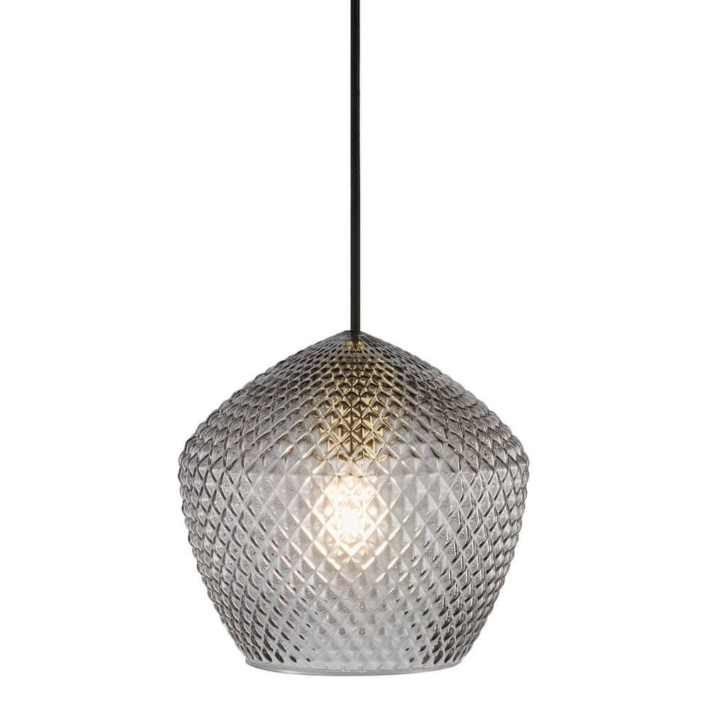 Pendelleuchte Orbiform mit gläserner Kuppel und diamantartigem Muster für elegantes Lichtdesign.