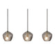 Pendelleuchte Orbiform 3-Spot mit dekorativem Diamantenmuster und gebürstetem Messing.