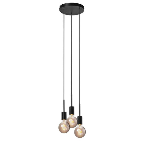 Pendelleuchte Paco 3-Spot mit drei dekorativen Leuchtmitteln und elegantem Design.