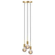 Pendelleuchte Paco 3-Spot mit drei dekorativen Leuchtmitteln in elegantem Design aus Messing.