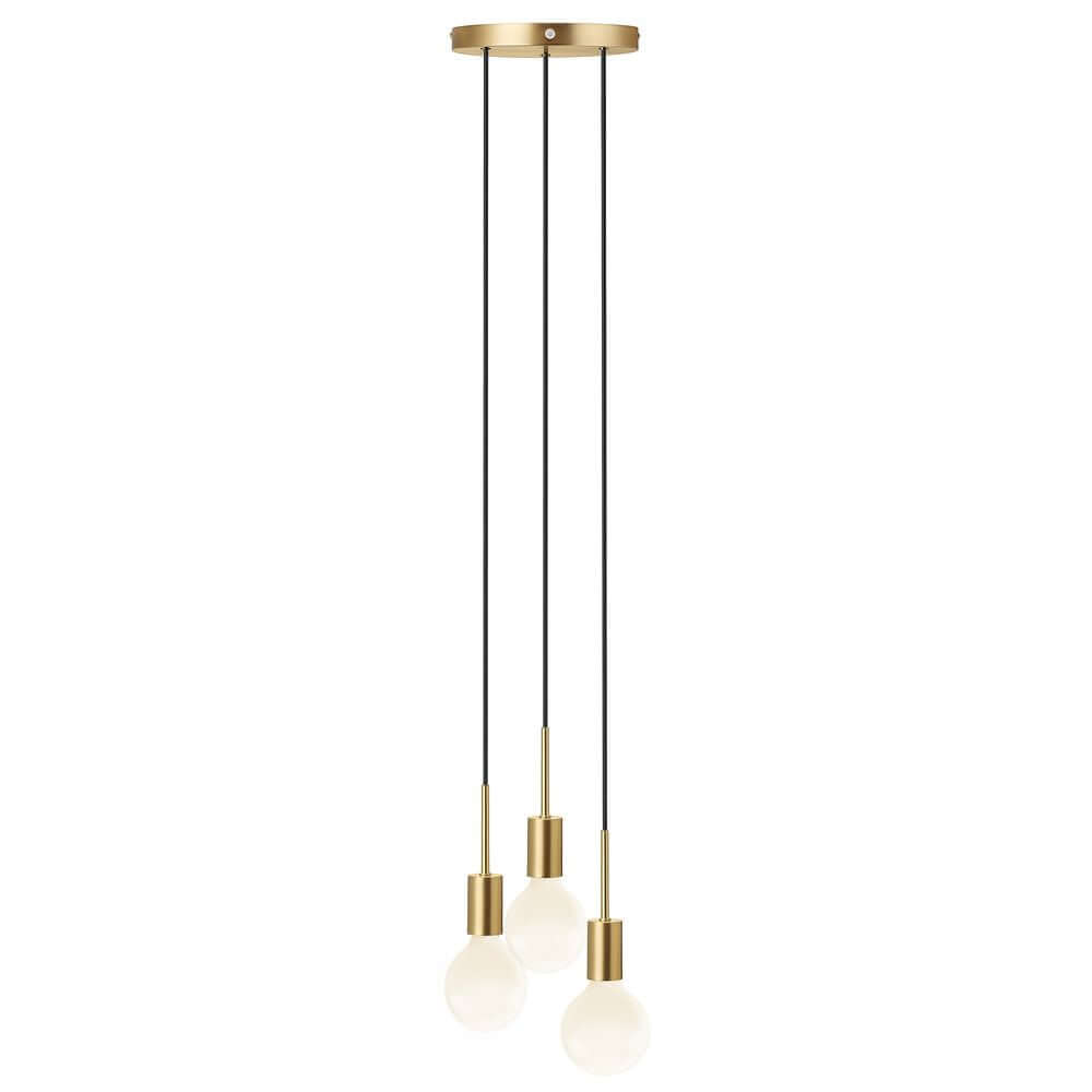 Pendelleuchte Paco 3-Spot mit drei goldenen Leuchtmitteln für ein elegantes Ambiente.
