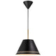 Pendelleuchte Pine in modernem schwarzem Design mit goldenen Akzenten und konischer Form.