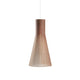 Pendelleuchte Secto Small 4201 aus Holz Ø 25cm mit modernem Design und Holzstruktur, ideal für atmosphärische Beleuchtung.