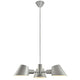 Pendelleuchte Stay 3-Spot mit drei silbernen Lampenschirmen und gehangenem Design.