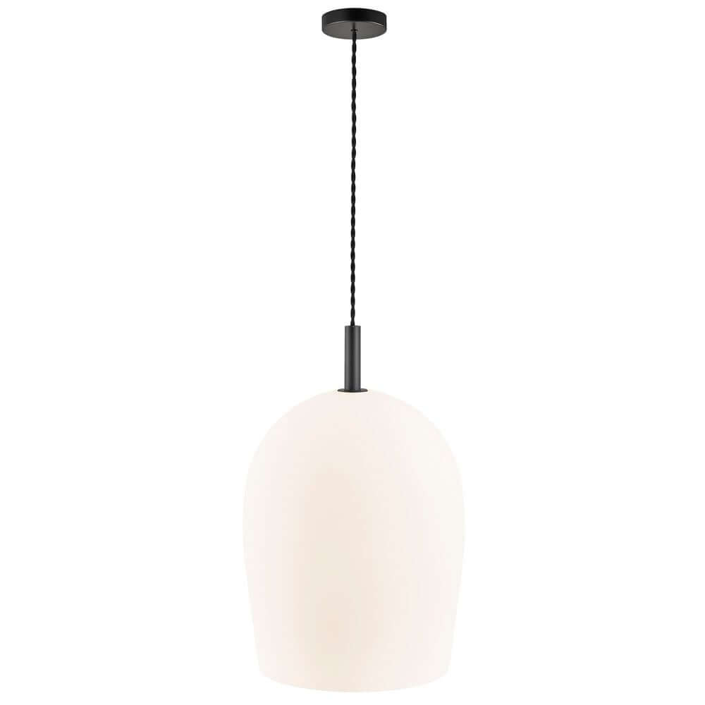 Pendelleuchte Uma 30 mit elegantem weißen Glasschirm und schwarzem Kabel für modernes Interieur