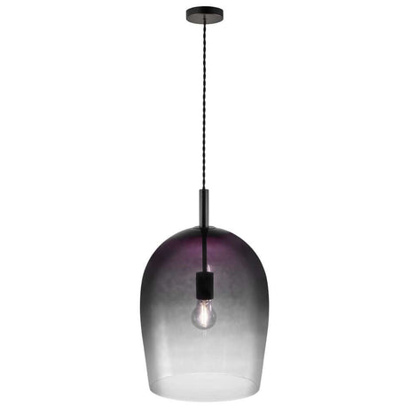 Pendelleuchte Uma 30 in modernem Design mit schwarzem Kabel und farbigem Glasschirm.