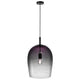 Pendelleuchte Uma 30 in modernem Design mit schwarzem Kabel und farbigem Glasschirm.