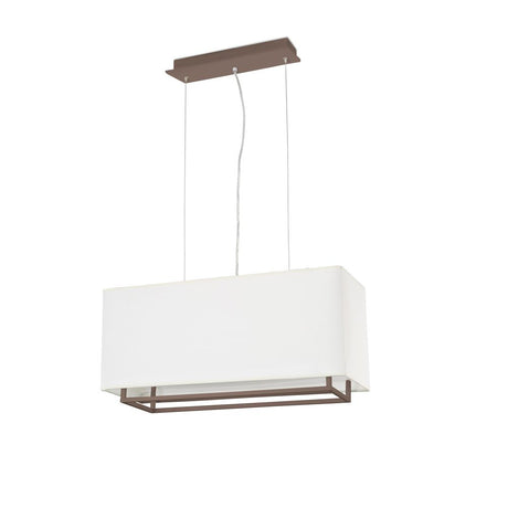 Pendelleuchte VESPER-1 2-flammig Braun, Beige in eleganter Design mit weißem Lampenschirm.
