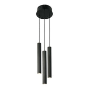 Vico 3-Rondel pendant light with a minimalist, ribbed surface and downward-directed lighting.