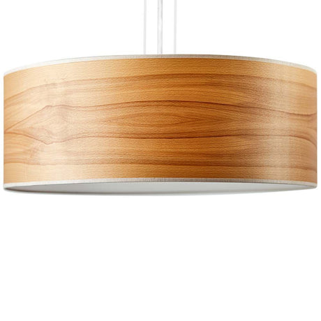Pendelleuchte aus Hol mit Diffuserz Discus Kernbuche, elegante Holzleuchte für warmes Licht in Wohnräumen.
