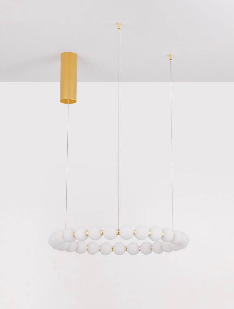 Perla LED Pendelleuchte 27-flammig Ø 62cm 3000K - stilvolle Hängelampe mit Chrommetall und Opalglas