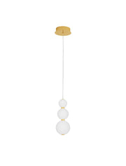 Perla LED Pendelleuchte 3-flammig Ø 10cm 3000K gold mit drei Opalglaskugeln