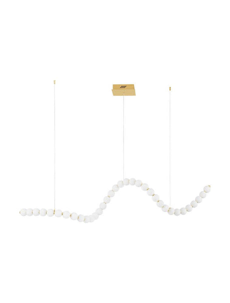 Perla LED suspension 34 flammes 3000K télécommande au design élégant avec verre opalin et métal doré.