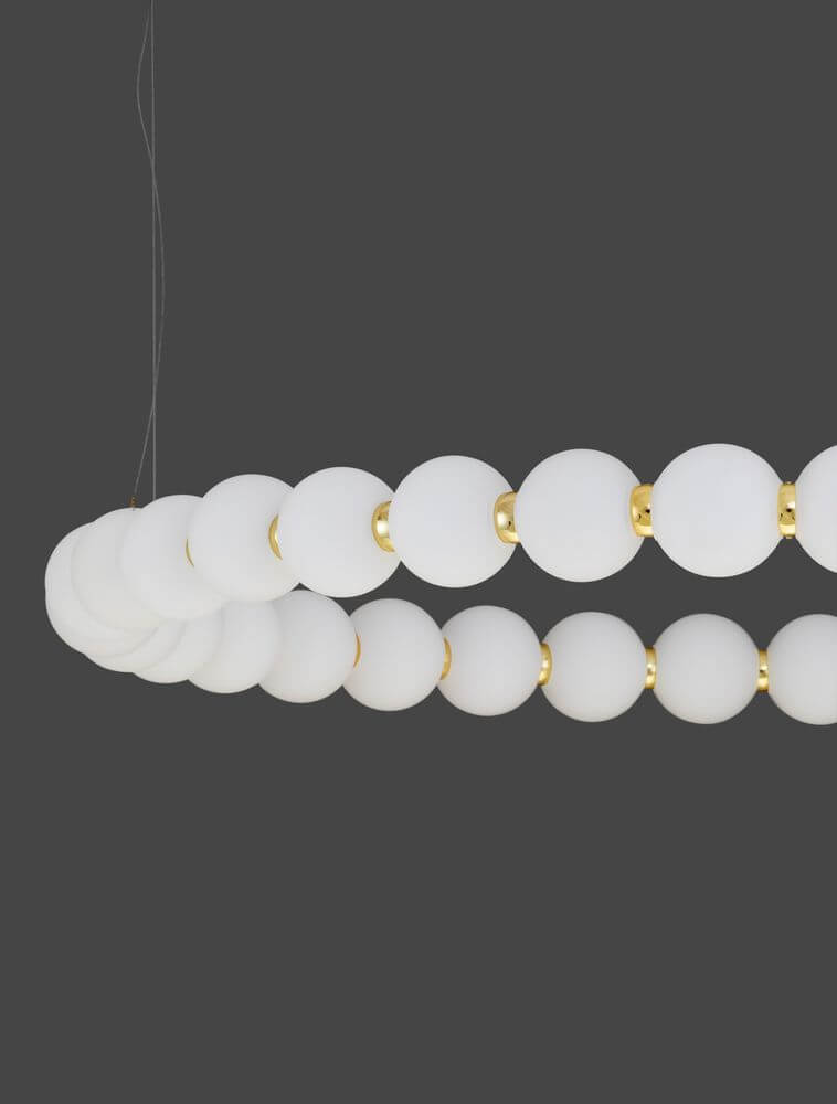 Perla LED Pendelleuchte 36-flammig Ø 80cm 3000K – runde Opalglas-Kugeln mit Chrommetall, elegantes Hängelement für Esszimmer oder Wohnraum