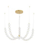 Perla LED Pendelleuchte 55-flammig Ø 118cm 3000K Gold mit elegantem Opalglas und goldfarbenem Metall.