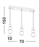 Perla LED Pendelleuchte Balken 70cm 9-flammig 3000K Gold technische Zeichnung mit Abmessungen
