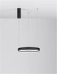 Perrine LED Pendelleuchte Ø 40cm 3000K – schwarze runde Pendelleuchte mit dünnem Leuchtring aus gebürstetem Aluminium, modernes minimalistisches Design