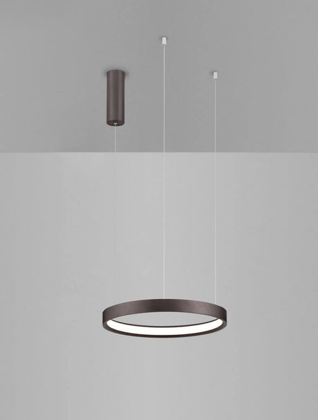 Perrine LED Pendel Ø 40cm 3000K - slank rund lysring lavet af børstet aluminium, varmhvidt 3000K lys, moderne, elegant design