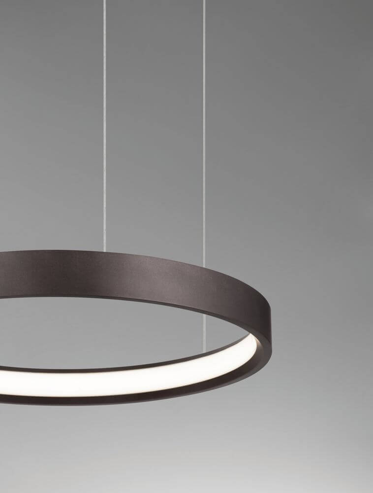 Perrine LED Pendelleuchte Ø 40cm 3000K – schlanker gebürsteter Aluminium-Leuchtring mit warmweißem Licht, elegantes, minimalistisches Design