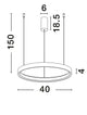 Perrine LED Pendelleuchte Ø 40cm 3000K - technische Zeichnung mit Abmessungen (Ø40 cm, Höhe einstellbar bis 150 cm)