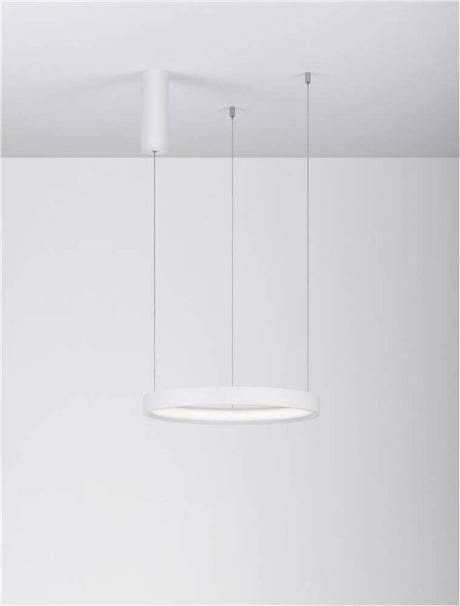 Perrine LED Pendel Ø 60cm 3000K hvid ringformet loftslampe lavet af aluminium og akryl, dæmpbar 22W LED 3000K