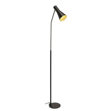 Phelia floor lamp black with an elegant conical shade and foot switch, perfect for various light sources.