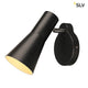 Phelia Wandleuchte in Schwarz mit konischem Schirm und Schalter, ideal für Halogen und LED Leuchtmittel.