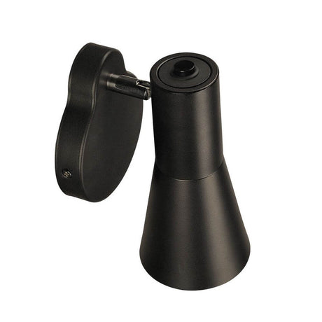 Phelia Wandleuchte mit Schalter Schwarz, elegante konische LED- und Halogen-Wandleuchte aus Aluminium und Stahl