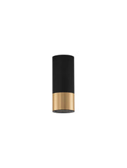 Picto Deckenleuchte GU10 Ø 6cm Schwarz, Gold, 15cm, schwarze und goldfarbene Deckenlampe im minimalistischen Design