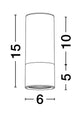 Alt Tag: Picto Deckenleuchte GU10 Ø 6cm Schwarz, Gold – skizzierte Maße 15x6x10 cm, zylindrische Deckenlampe mit GU10-Fassung