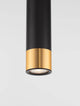 Picto Pendelleuchte GU10 Ø 6cm Schwarz, Gold - zylindrische Aluminium-Pendelleuchte mit mattschwarzem Schirm und goldener Akzentblende