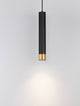 Picto Pendelleuchte GU10 Ø 6cm Schwarz, Gold hängende schwarze Zylinderleuchte mit goldener Kante, warmes Licht über weißer Wand