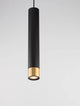 Alt Tag: Picto Pendelleuchte GU10 Ø 6cm Schwarz, Gold hängende Zylindermoderne Lampe mit mattschwarzem Aluminium und goldener Akzentleiste