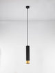 Picto Pendelleuchte GU10 Ø 6cm Schwarz, Gold – schlanker zylindrischer Aluminiumschirm matt schwarz mit goldener Innenkante, modern elegant