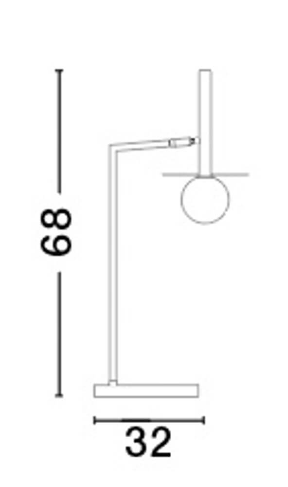 Pielo Tischleuchte G9 H 68cm Ø 32cm - elegante Tischleuchte aus Metall und Opalglas, modernes Design