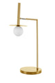 Pielo Tischleuchte G9 H 68cm Ø 32cm in modernem Design mit goldenem Metall und Opalglas.