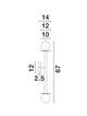 Maßzeichnung der Pielo Wandleuchte G9 H 67cm mit Abmessungen in cm.